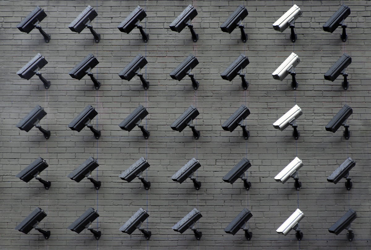 High-resolution security cameras mounted on a building